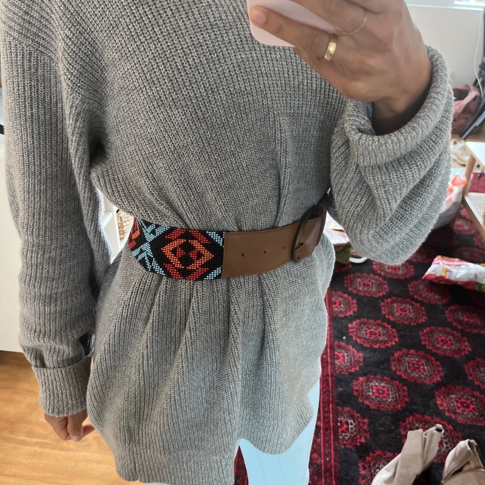 Obey genuine leather beaded belt - XS Womens